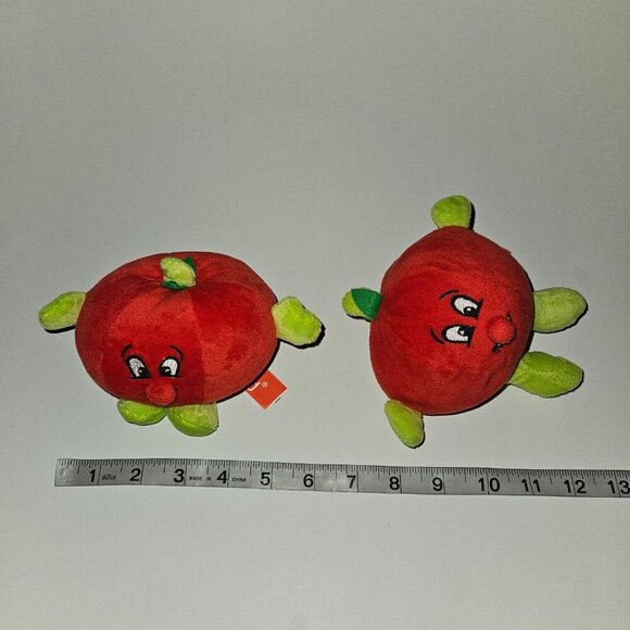 2 Gitzy Plush Rattle Lot 4" Stuffed Baby Toy Red Tomato? Apple? Fruit Vegetable - Picture 9 of 9